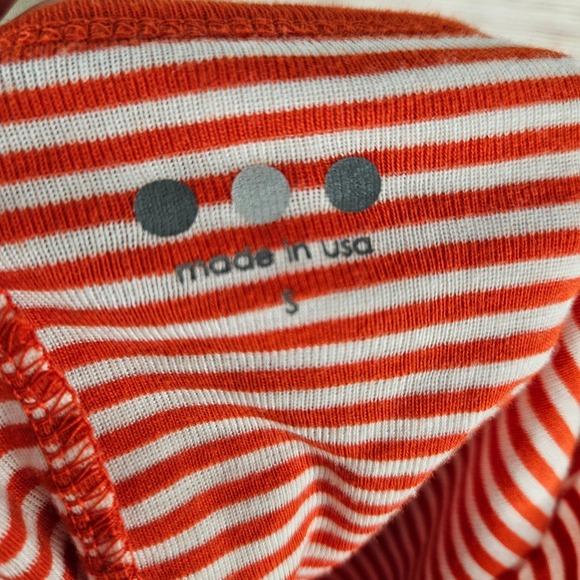 Three Dots Womens Orange White Striped Bell Sleeve Boat Neck Mini Dress Small - Picture 5 of 7